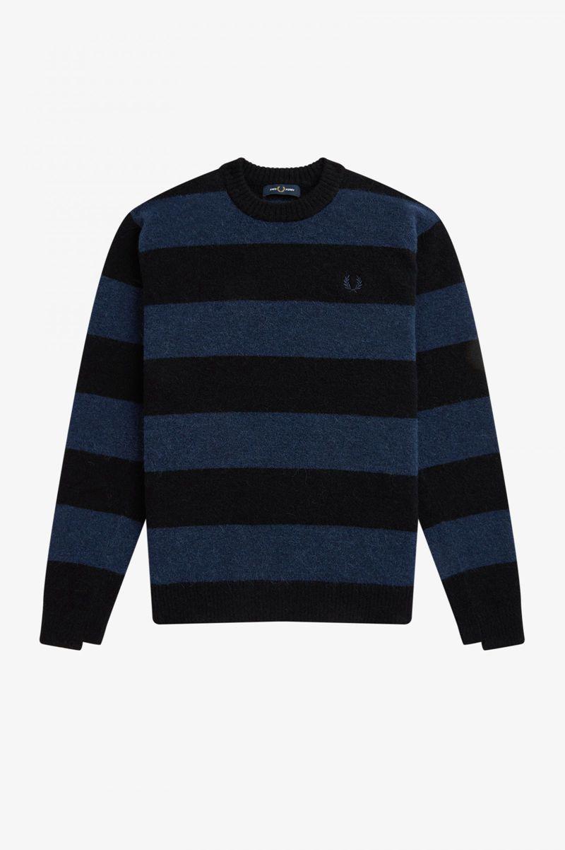 Dark Grey Blue Fred Perry Bold Stripe Alpaca Blend Jumper Men's Knitwear | PH 1279AHKP